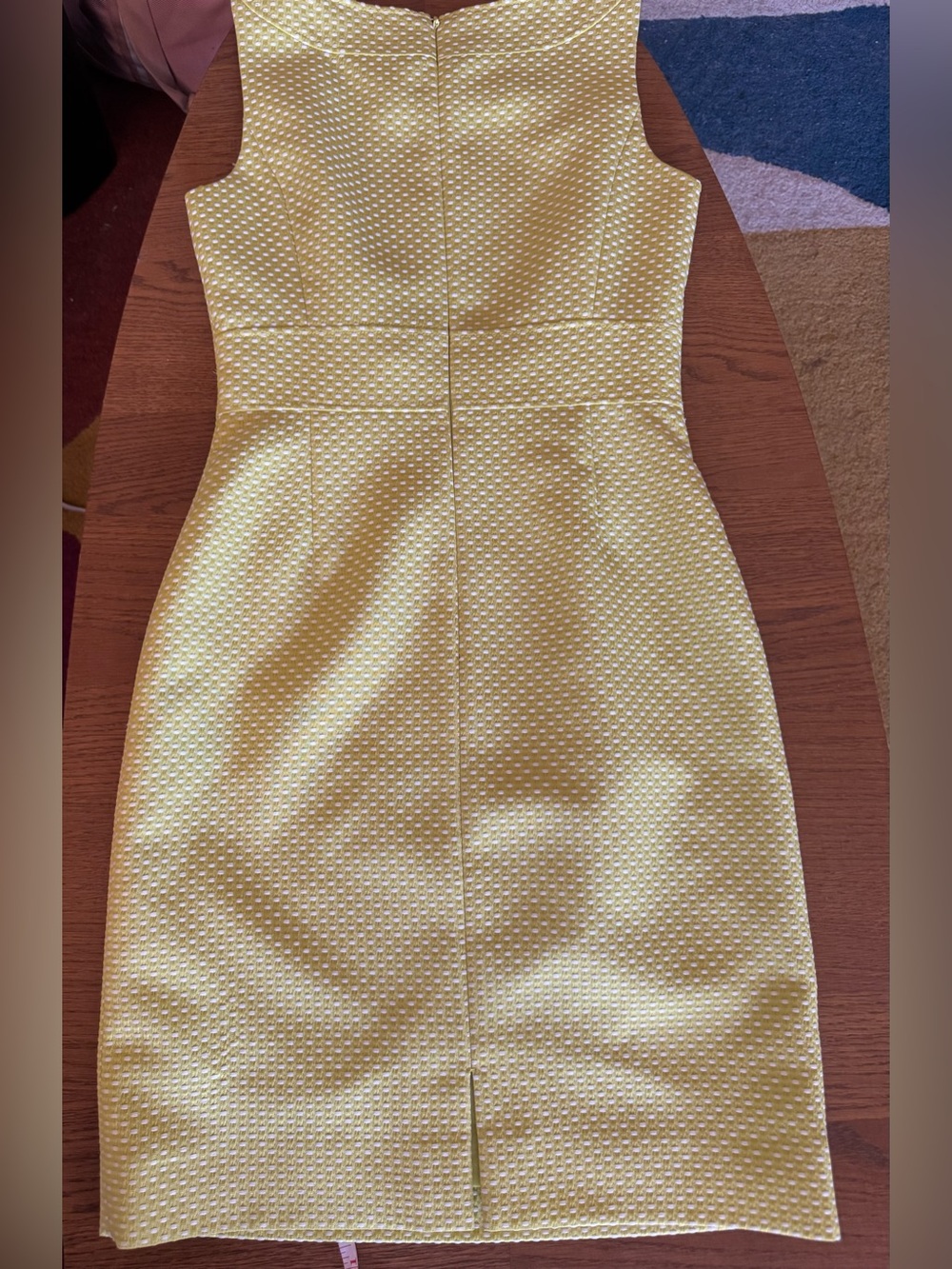 Tahari Yellow Textured Sleeveless Sheath Dress - Picture 4 of 8